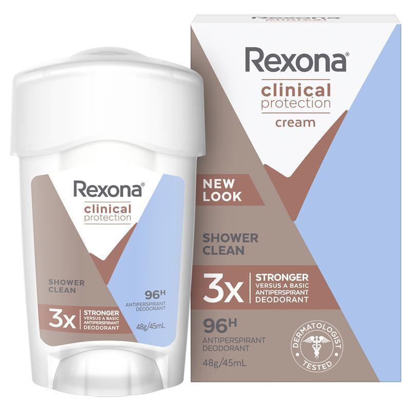 Load image into Gallery viewer, Rexona Women Clinical Protection Antiperspirant Cream Stick Shower Clean 45ml
