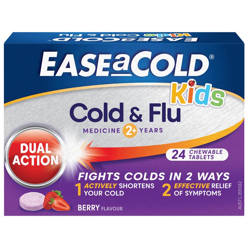 Load image into Gallery viewer, Ease a Cold &amp; Flu Kids Berry 24 Chewable Tablets
