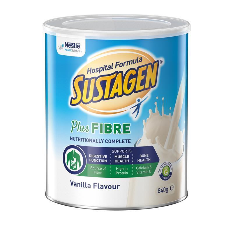 Load image into Gallery viewer, Sustagen Hospital Formula + Fibre Nutritional Supplement Vanilla Flavour 840g
