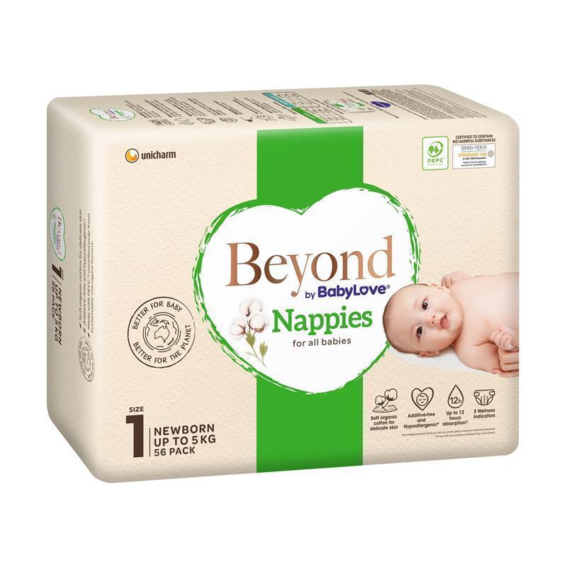 Load image into Gallery viewer, Beyond by BabyLove Newborn Nappies Size 1 (Up to 5kg) 56 Pack
