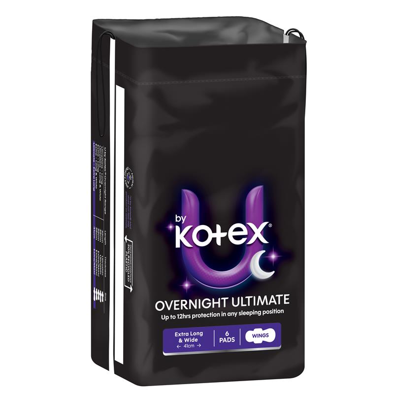 Load image into Gallery viewer, U By Kotex Maxi Ultimate Overnight Wing Pads 6 Pack
