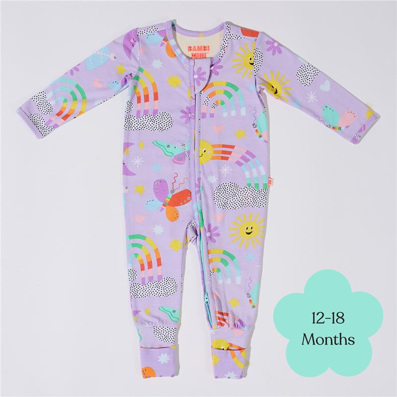 Load image into Gallery viewer, Bambi Mini Co. Wrigglesuit 12-18 Months (with Grippy Feet) Pastel Lilac
