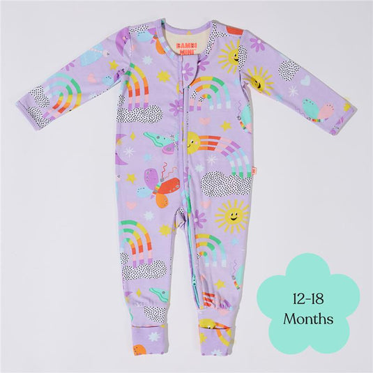 Bambi Mini Co. Wrigglesuit 12-18 Months (with Grippy Feet) Pastel Lilac