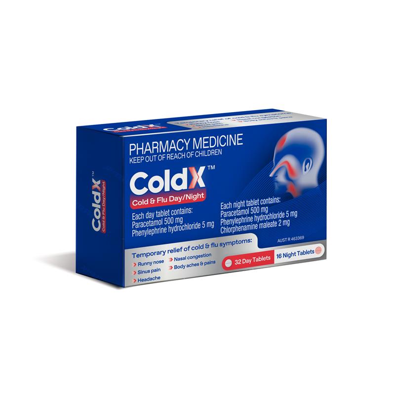 Load image into Gallery viewer, ColdX Cold &amp; Flu Tablets Day &amp; Night 48 Tablets
