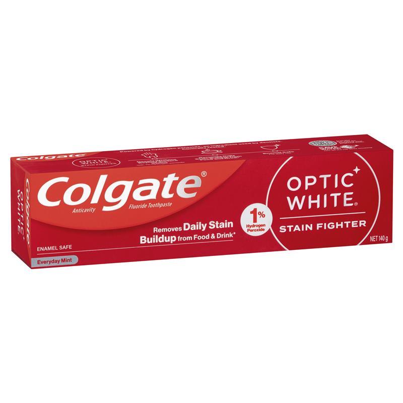 Load image into Gallery viewer, Colgate Optic White Stain Fighter Teeth Whitening Toothpaste Sparkling White with Hydrogen Peroxide 140g
