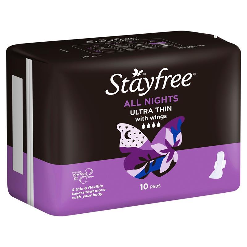Load image into Gallery viewer, Stayfree Ultra Thin All Night Sanitary Pads With Wings 10 Pack
