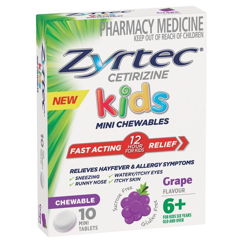 Load image into Gallery viewer, Zyrtec Kids Antihistamine Allergy &amp; Hayfever Chewable Tablet Grape 10 Pack
