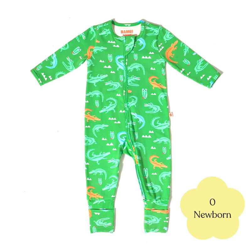 Load image into Gallery viewer, Bambi Mini Co. Wrigglesuit Boys Green Crocodile Rock 0 Newborn
