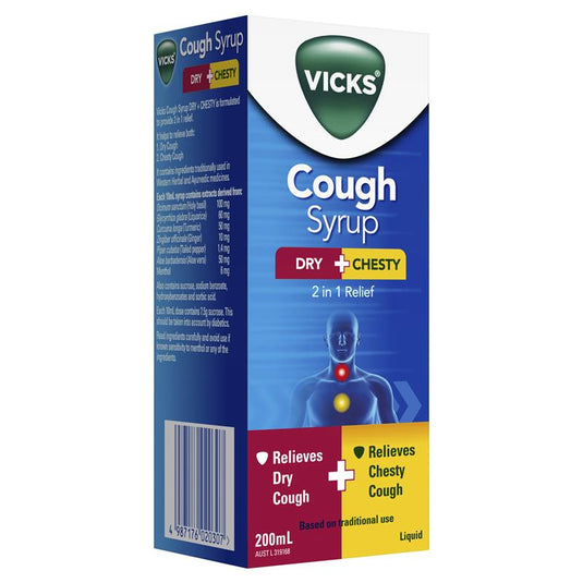 Vicks Cough Syrup Dry + Chesty 200ml