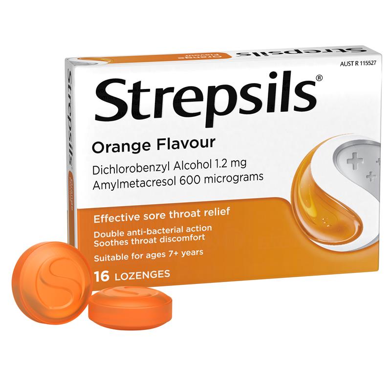 Load image into Gallery viewer, Strepsils Soothing Lozenges Orange 16pk Sore Throat Double Antibacterial
