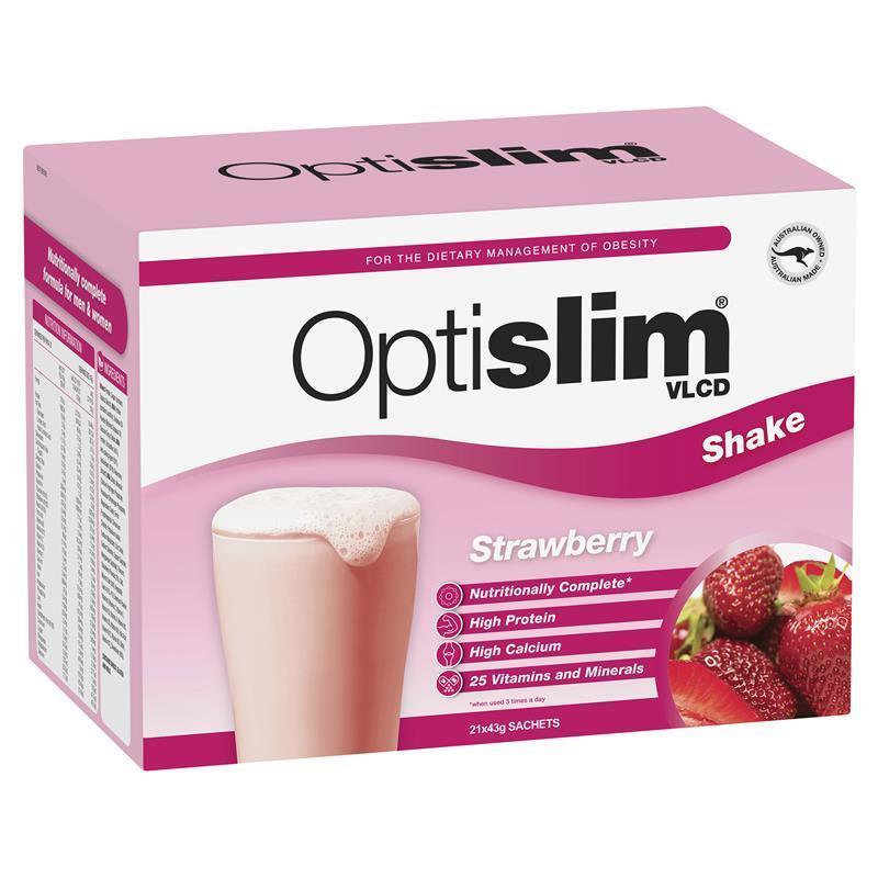Load image into Gallery viewer, Optislim VLCD Meal Replacement Shake Strawberry 21x43g Sachets

