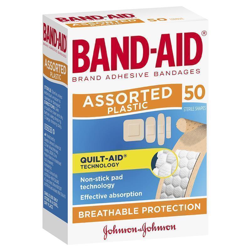 Load image into Gallery viewer, Band-Aid Plastic Strips Assorted Shapes 50 Pack
