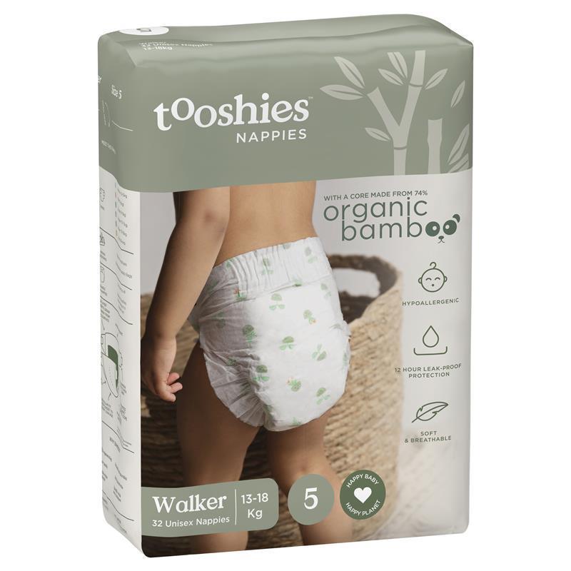 Load image into Gallery viewer, Tooshies Eco Nappies with Organic Bamboo Size 5 Walker 13-18kg, 32 pack
