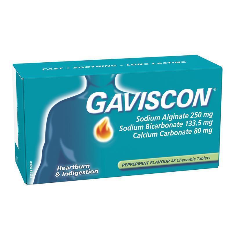 Load image into Gallery viewer, Gaviscon Chewable Tablets Peppermint Heartburn &amp; Indigestion Relief 48 Pack
