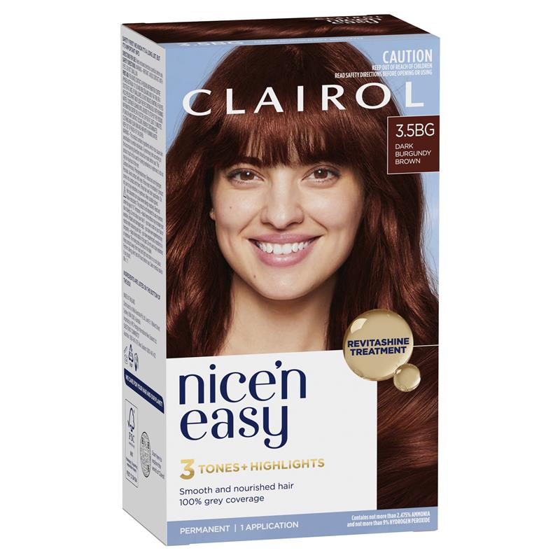 Load image into Gallery viewer, Clairol Nice N Easy 3.5BG Natural Dark Burgundy Permanent Hair Colour
