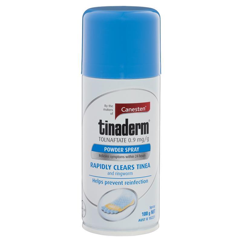 Load image into Gallery viewer, Canesten Tinaderm Powder Spray Tinea and Ringworm Treatment 100g
