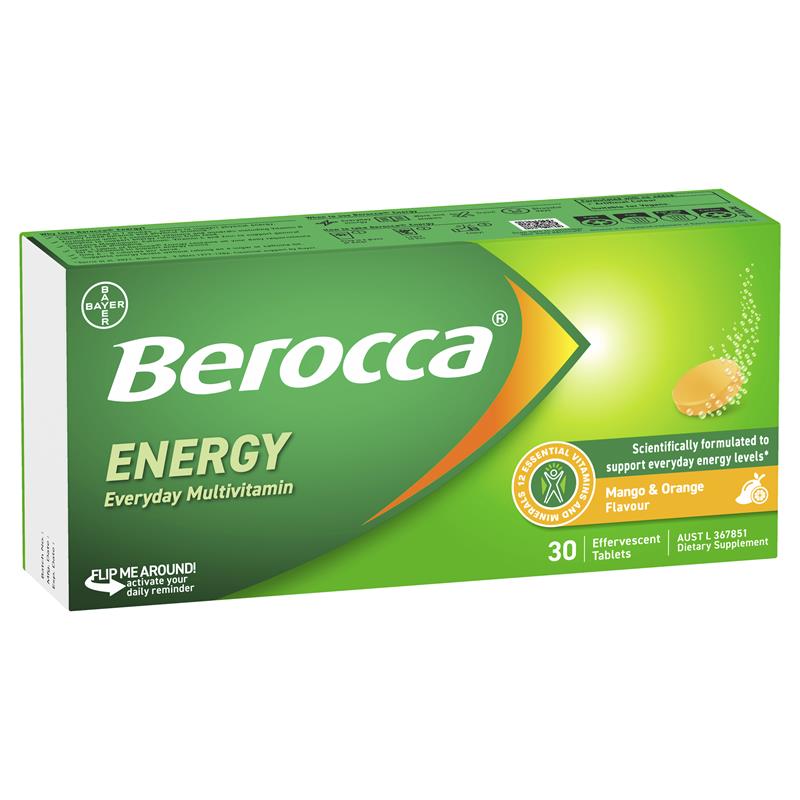 Load image into Gallery viewer, Berocca Energy Mango And Orange 30 Effervescent Tablets
