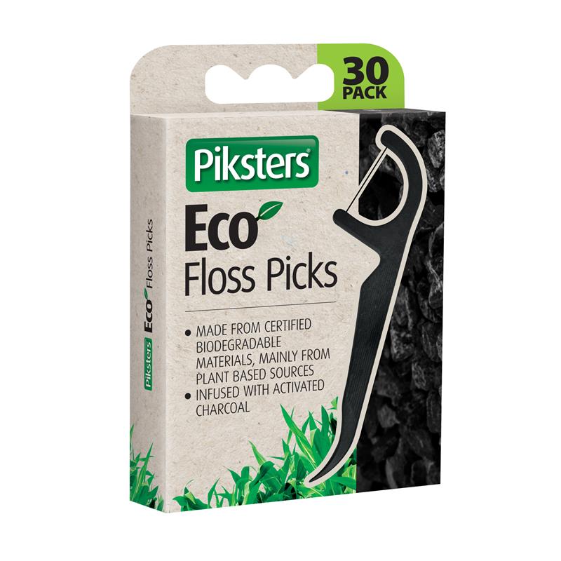 Load image into Gallery viewer, Piksters Eco Floss Pick Charcoal 30 Pack
