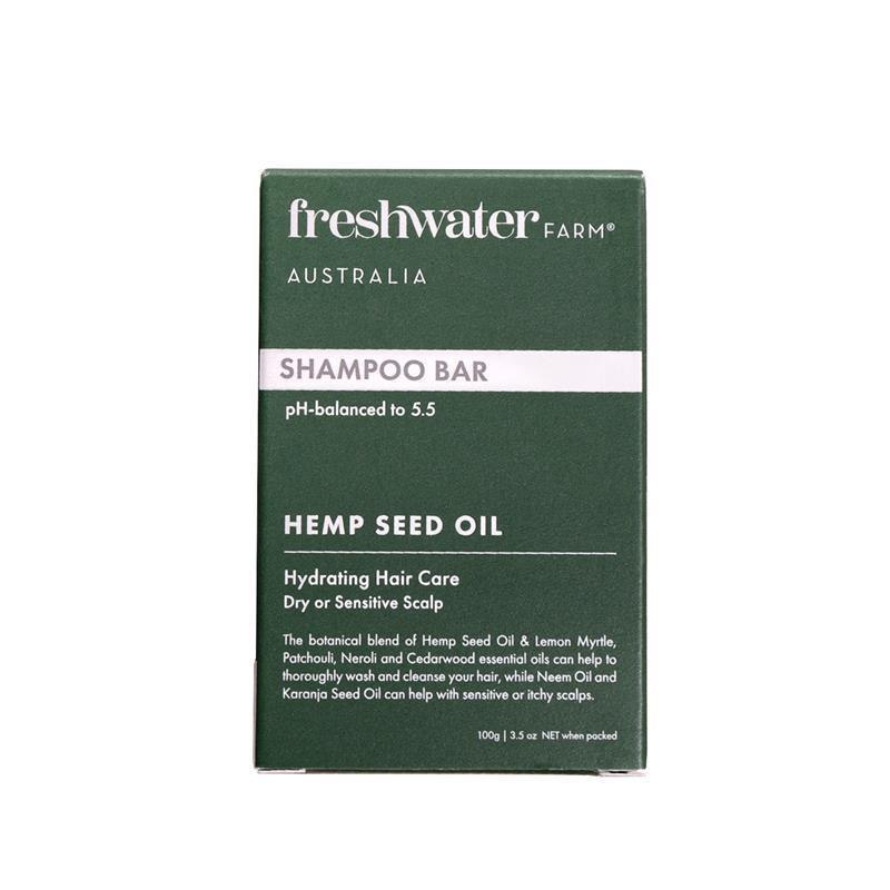 Load image into Gallery viewer, Freshwater Farm Australia Hemp Seed Oil Hydrating Shampoo Bar 100g
