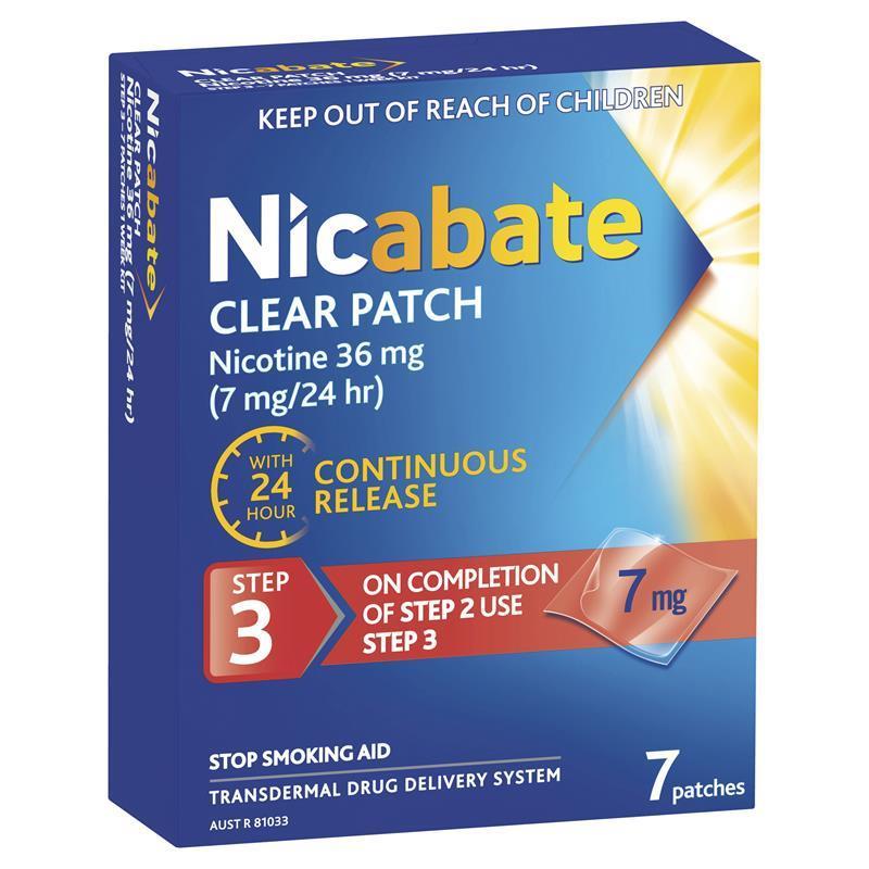 Load image into Gallery viewer, Nicabate Clear Patch Quit Smoking Step 3 7mg 7 Patches
