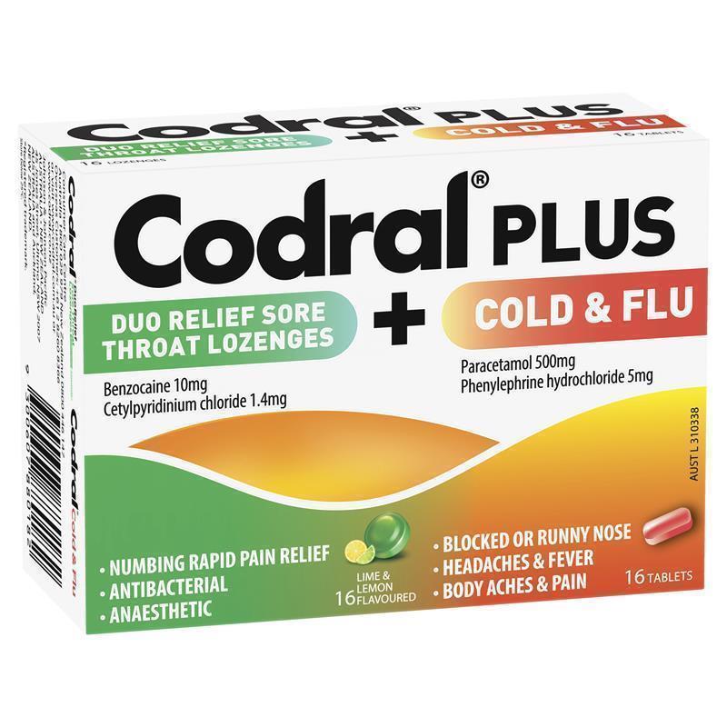 Load image into Gallery viewer, Codral Plus Cold &amp; Flu 16 Tablets + Sore Throat 16 Lozenges
