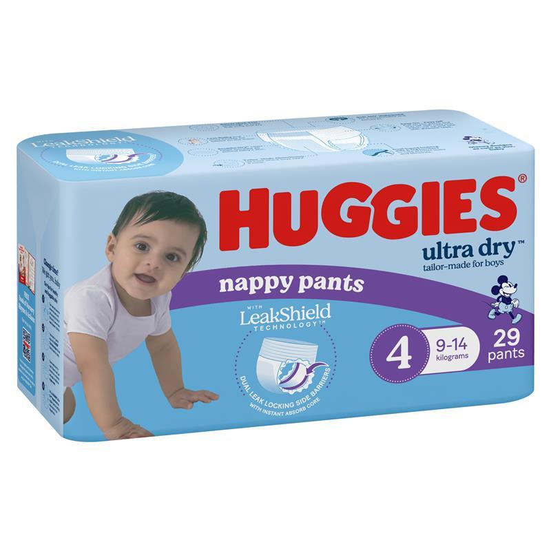 Load image into Gallery viewer, Huggies Ultra Dry Nappy Pants Size 4 9-14kg Boy 29 Pack
