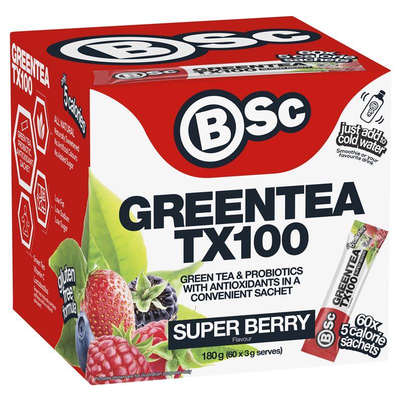 Load image into Gallery viewer, BSc Green Tea TX100 Super Berry 60 x 3g Serve NEW
