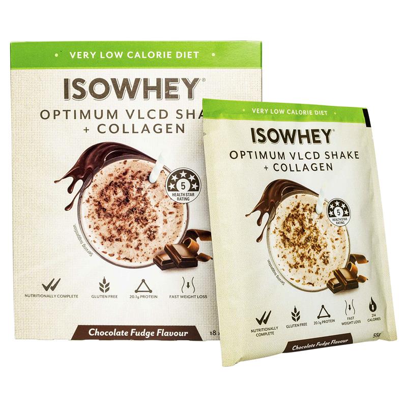 Load image into Gallery viewer, IsoWhey Optimum VLCD Shake + Collagen Chocolate Fudge 18 x 55g
