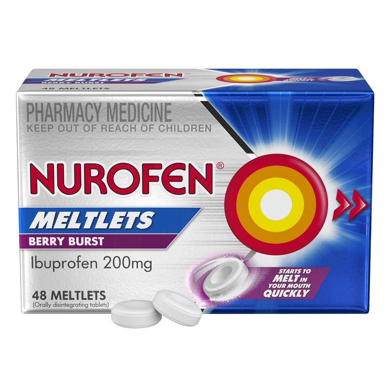 Load image into Gallery viewer, Nurofen Meltlets Pain Relief Berry Burst 200mg Ibuprofen 48 Pack
