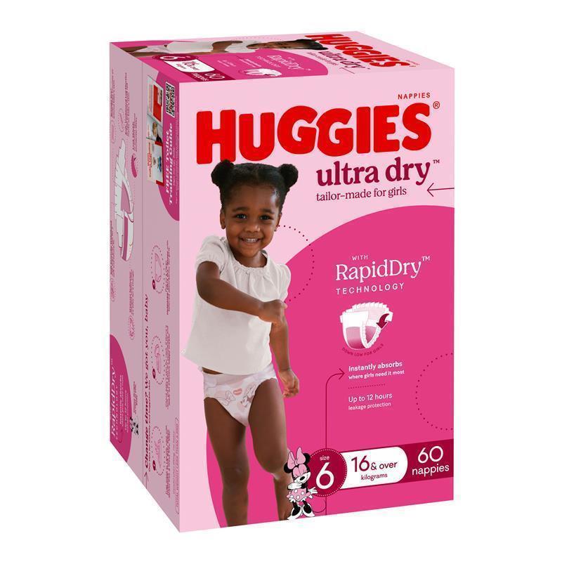 Load image into Gallery viewer, Huggies Ultra Dry Nappies Girl Size 6 Jumbo 60 Pack
