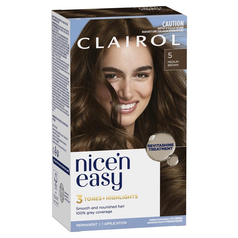 Load image into Gallery viewer, Clairol Nice N Easy 5 Natural Medium Brown Permanent Hair Colour
