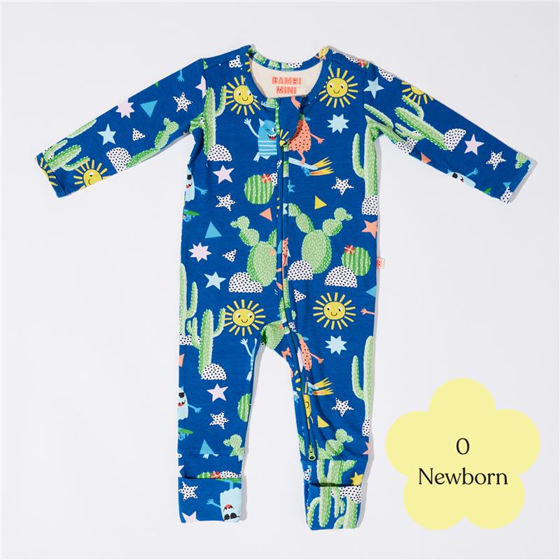 Load image into Gallery viewer, Bambi Mini Co. Wrigglesuit 0 Newborn Beaucoup Blue
