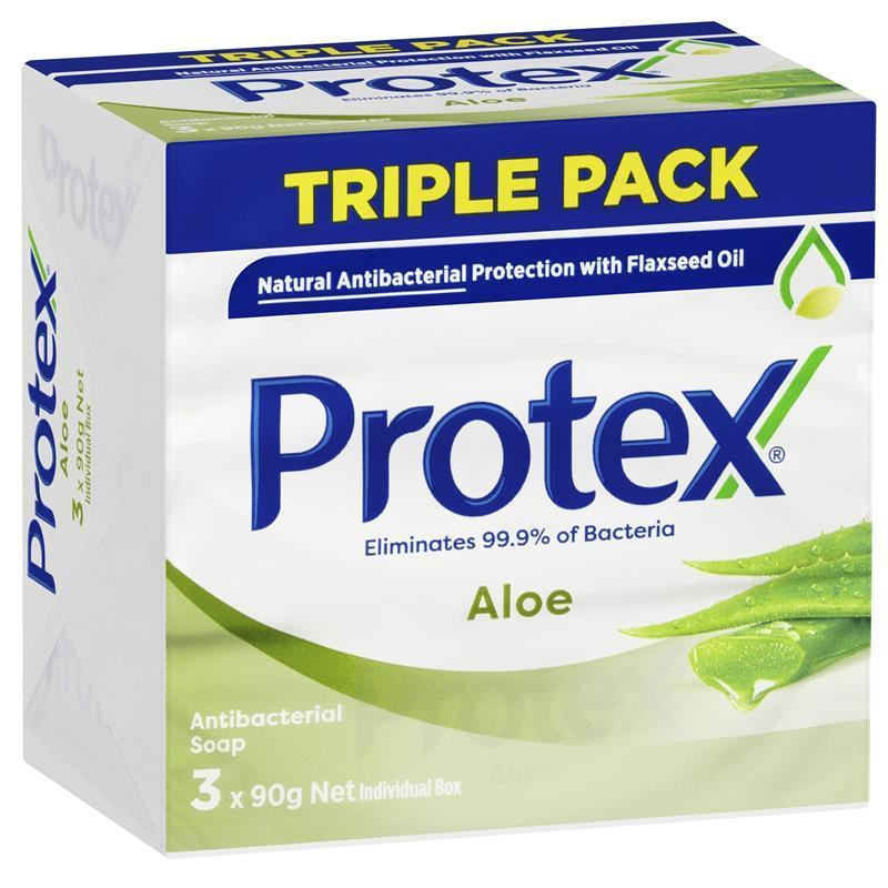 Load image into Gallery viewer, Protex Antibacterial Soap Bar Aloe 3 x 90g Pack
