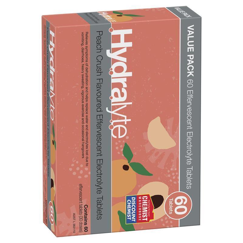 Load image into Gallery viewer, Hydralyte Electrolyte Effervescent Peach Crush 60 Tablets Exclusive Size
