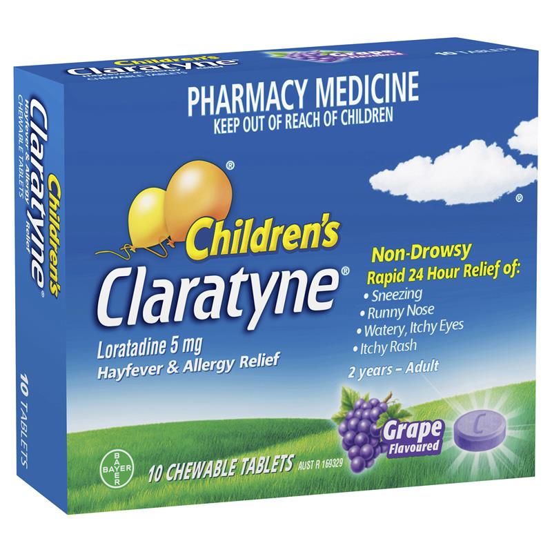 Load image into Gallery viewer, Children's Claratyne Allergy &amp; Hayfever Relief Antihistamine For Kids Grape Flavoured Chewable Tablets 10 pack
