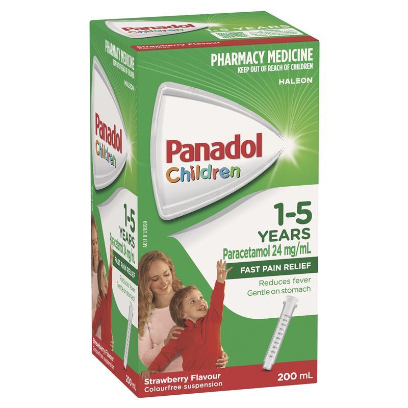Load image into Gallery viewer, Panadol Children 1-5 Years Suspension Fever &amp; Pain Relief Strawberry Flavour 200ml
