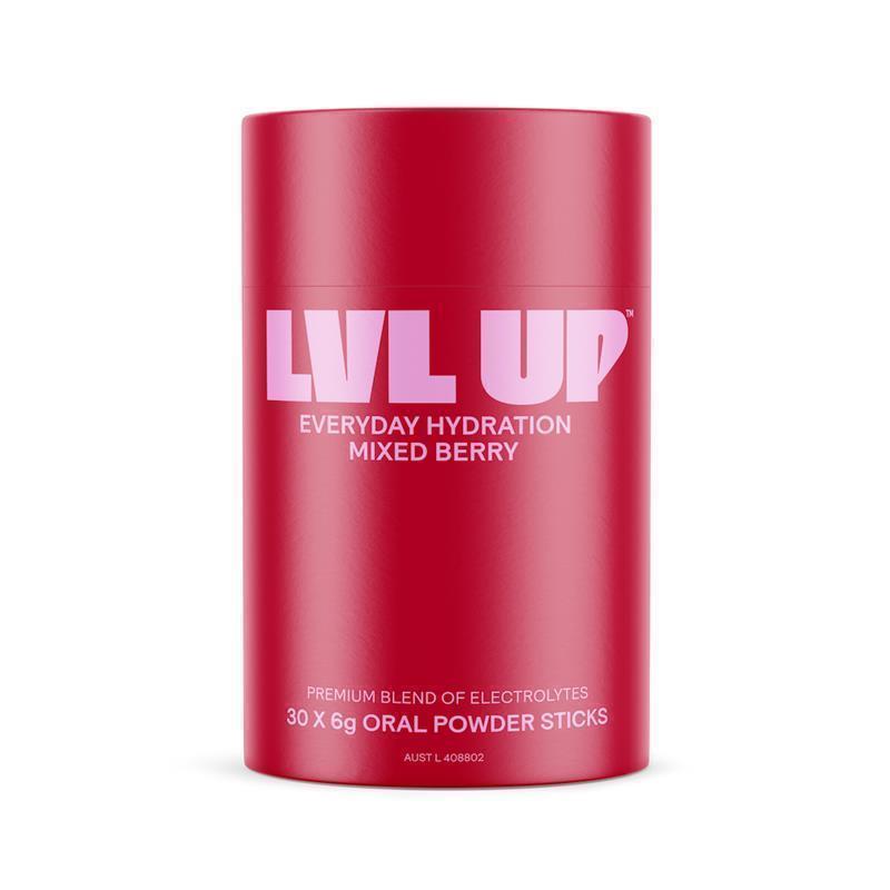 Load image into Gallery viewer, Lvl Up Everyday Hydration Sticks Mixed Berry 30 Pack

