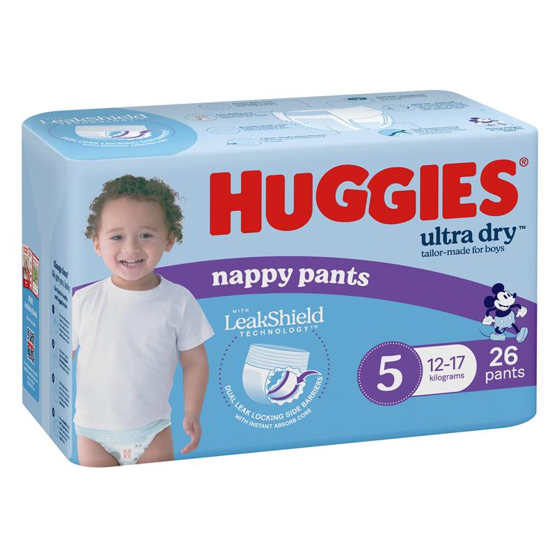 Load image into Gallery viewer, Huggies Ultra Dry Nappy Pants Size 5 12-17kg Boy 26 Pack
