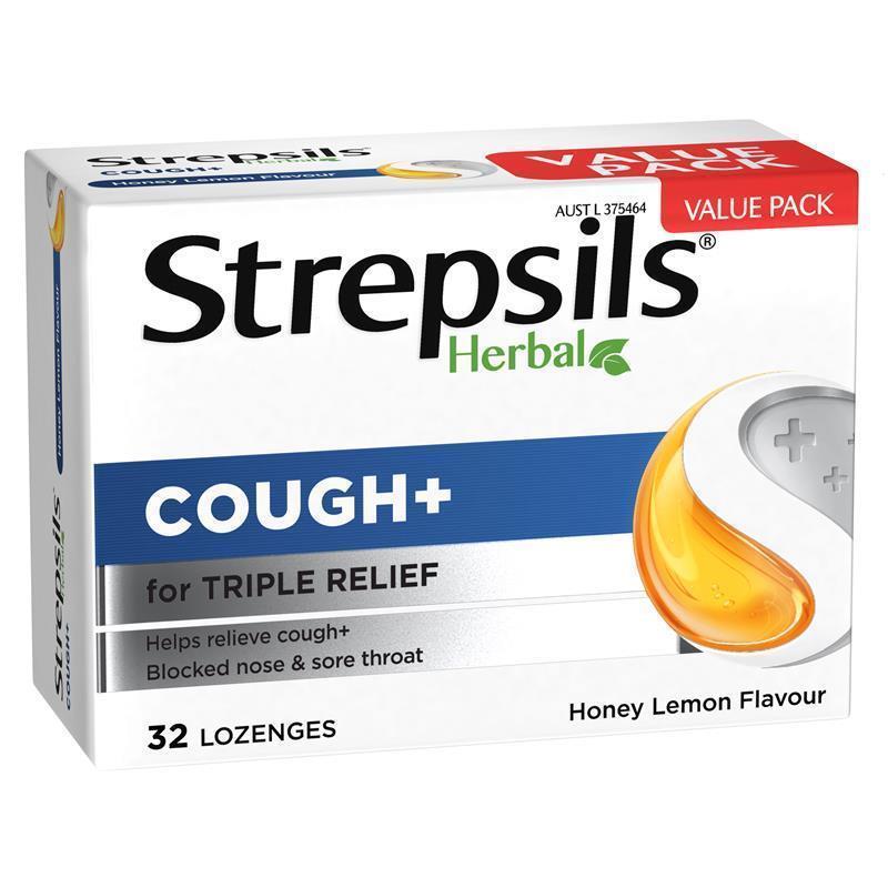 Load image into Gallery viewer, Strepsils Herbal Cough Lozenges Honey Lemon 32 Pack
