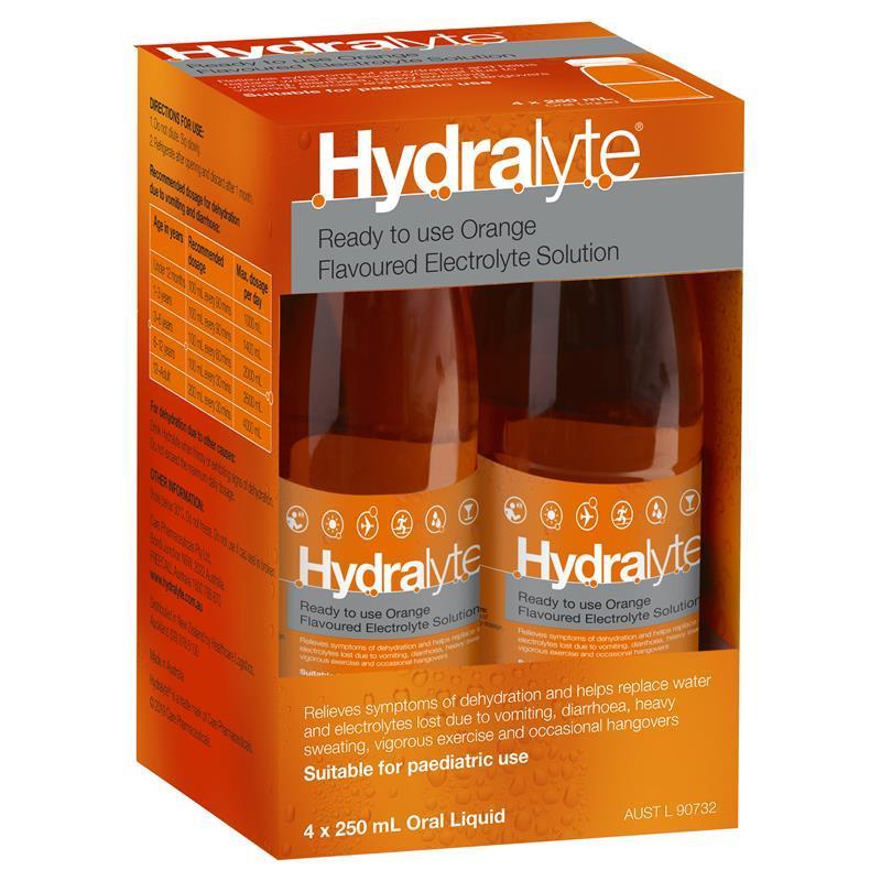 Load image into Gallery viewer, Hydralyte Electrolyte Orange 4 Pack (4x250ml) Solution
