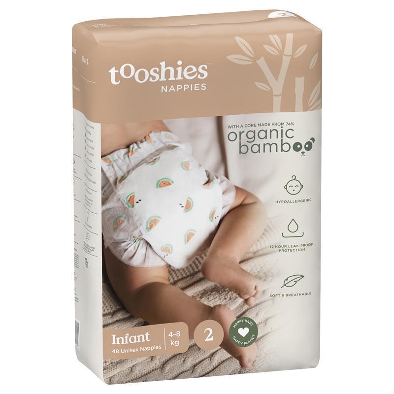 Load image into Gallery viewer, Tooshies Eco Nappies with Organic Bamboo Size 2 Infant 4-8kg, 48 Pack
