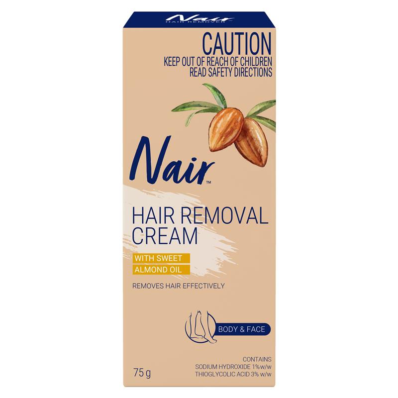 Load image into Gallery viewer, Nair Hair Removal Cream Sweet Almond Oil Body &amp; Face 75g
