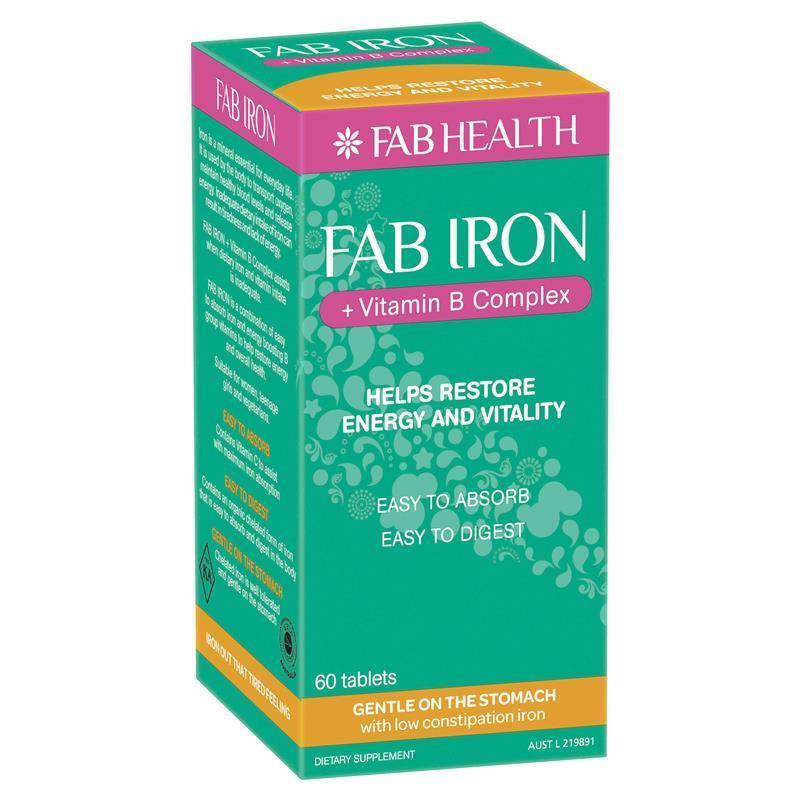 Load image into Gallery viewer, Fab Iron + Vitamin B Complex 60 Tablets
