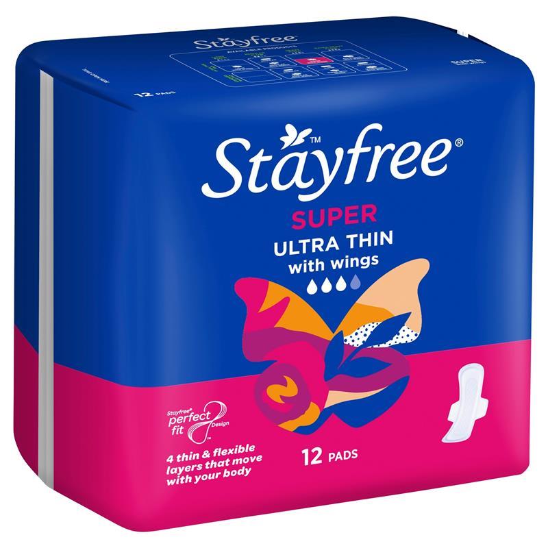 Load image into Gallery viewer, Stayfree Ultra Thin Super Sanitary Pads With Wings 12 Pack
