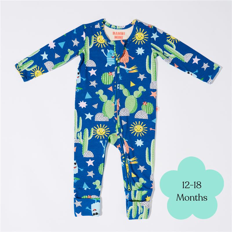 Load image into Gallery viewer, Bambi Mini Co. Wrigglesuit 12-18 Months (with Grippy Feet) Beaucoup Blue
