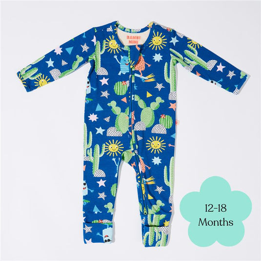 Bambi Mini Co. Wrigglesuit 12-18 Months (with Grippy Feet) Beaucoup Blue
