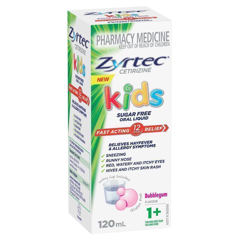 Load image into Gallery viewer, Zyrtec Kids Antihistamine Allergy &amp; Hayfever Oral Liquid Bubblegum 120ml
