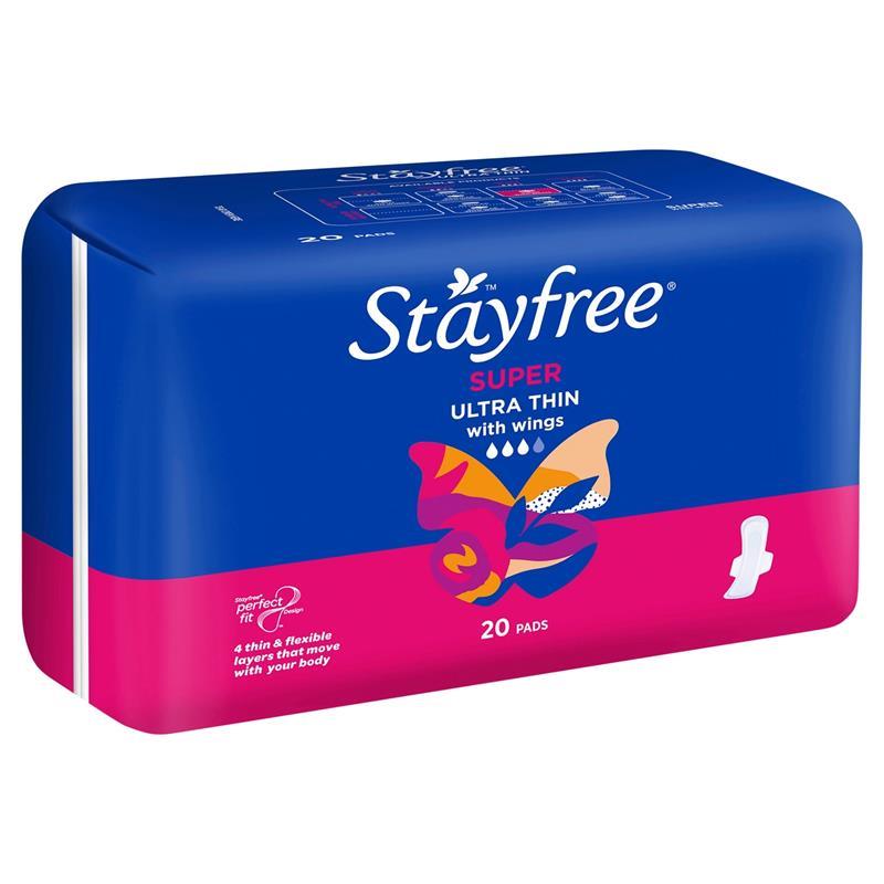 Load image into Gallery viewer, Stayfree Ultra Thin Super Sanitary Pads With Wings 20 Pack
