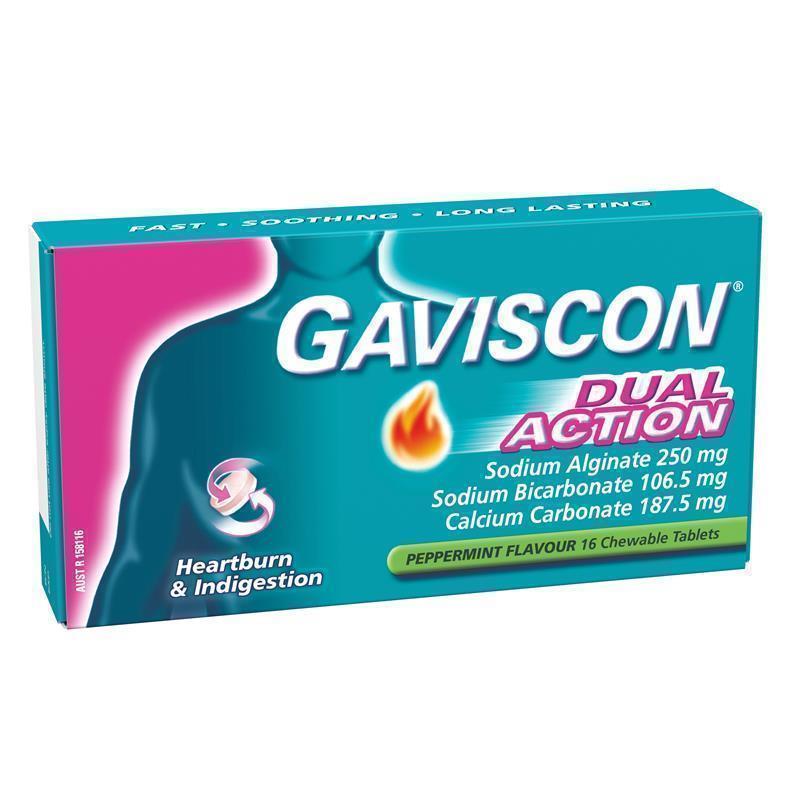 Load image into Gallery viewer, Gaviscon Dual Action Chewable Tablets Peppermint Heartburn &amp; Indigestion Relief 16 Pack
