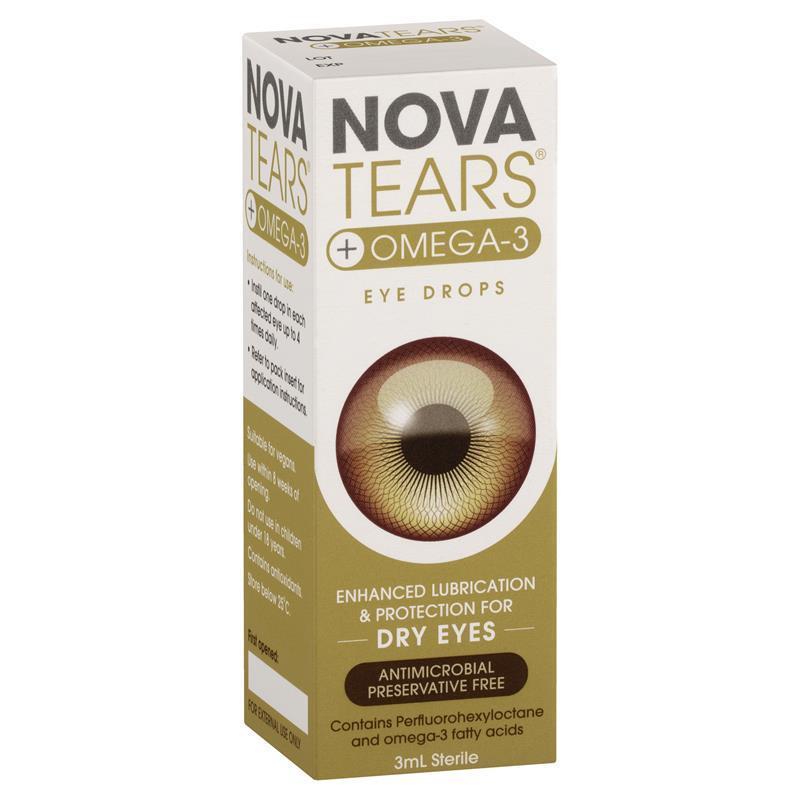 Load image into Gallery viewer, Nova Tears + Omega3 Preservative Free Lubricating Eye Drops 3ml
